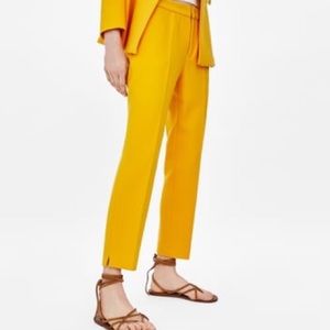 NEW Zara mid rise skinny yellow trousers